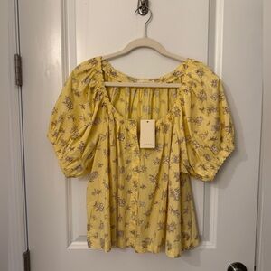 NWT DÔEN Tennessee Top Sz Medium Sunshine Bouton de Rose